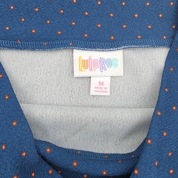 LulaRoe Cassie Pencil Skirt Size M with flattering waistband Blue, Orange Dots - Picture 4 of 6